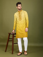 Shaded Yellow Kurta with Thread Sequence Embroidered Work