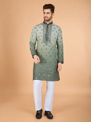 Shaded Green Kurta with Thread Sequence Embroidered Work