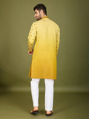 Shaded Yellow Kurta with Thread Sequence Embroidered Work
