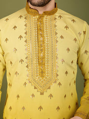 Shaded Yellow Kurta with Thread Sequence Embroidered Work