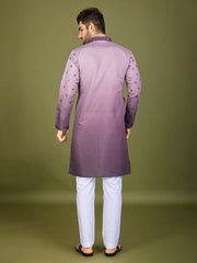Shaded Purple Kurta with Thread Sequence Embroidered Work