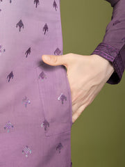 Shaded Purple Kurta with Thread Sequence Embroidered Work