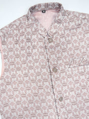 Pastel Brown kurta set with Sequence Self Weaving Jacquard Design Koti Work