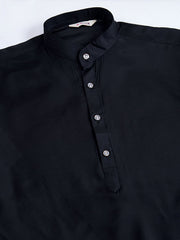 Black kurta set with Sequence Self Weaving Jacquard Design Koti Work