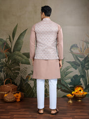 Pastel Brown kurta set with Sequence Self Weaving Jacquard Design Koti Work