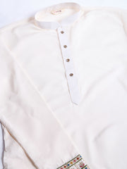 White Jodhpuri Designer Kurta Set With Multi Coloured Thread Embroidery Work Jacket