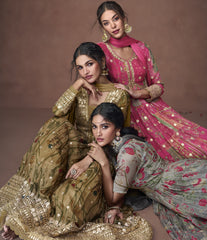 Designer Pink embroidered organza floral inspired anarkali dress | anarkali dress | Bollywood Dress