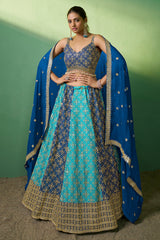 Designer Blue detailed Indian tradition design on georgette lehenga with sequence and embroidery | bollywood lehenga