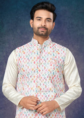 Latest lukhnawi kurta on cotton with detailed digital print and sequance work