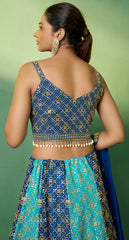 Designer Blue detailed Indian tradition design on georgette lehenga with sequence and embroidery | bollywood lehenga