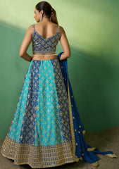 Designer Blue detailed Indian tradition design on georgette lehenga with sequence and embroidery | bollywood lehenga
