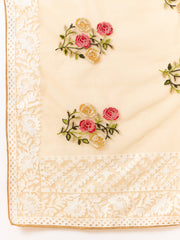Latest Gold Yellow shaded organza saree with detailed embroidery and floral inspired design saree for all occasion