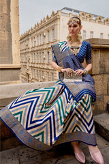 Blue shaded leheriya silk saree with aqua finish weaving saree | Silk Saree | Shaded leheriya style Saree