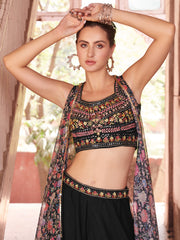 Designer sharara style inspired dress on pure georgette with detailed mirror, thread, hand embellished work