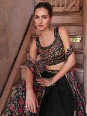 Designer sharara style inspired dress on pure georgette with detailed mirror, thread, hand embellished work