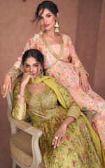 Designer Green embroidered organza floral inspired anarkali dress | anarkali dress | Bollywood Dress