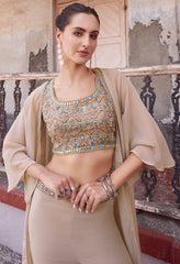 Designer sharara style inspired dress on pure georgette with detailed mirror, thread, hand embellished work