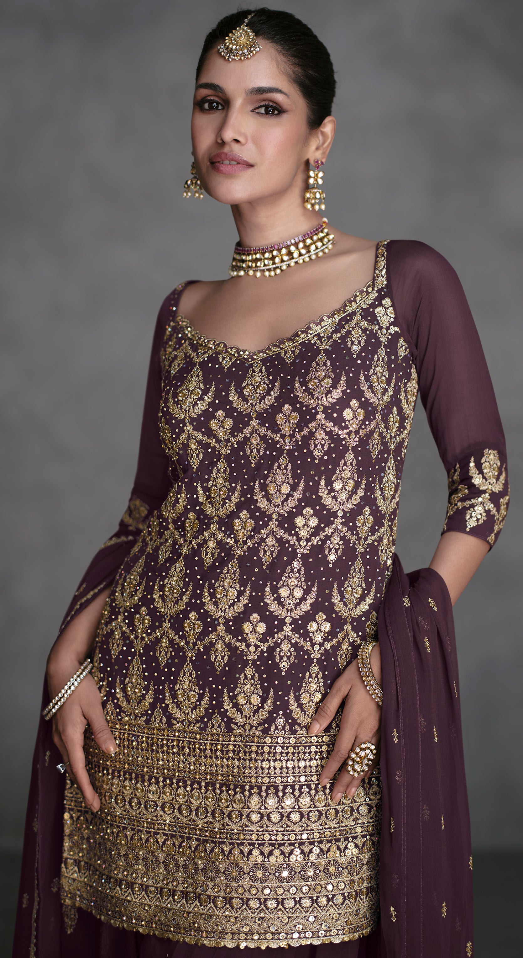 Pure Georgette dress with detailed embroidery for all occasion