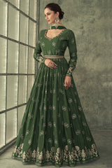 Pure Viscose designer Green dress with thread and detailed embroidery work indian aspiring design