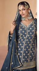 Pure Georgette designer outfit  with detailed embroidery