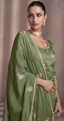 Designer Green exclusive dress with detailed embroidery with thread work