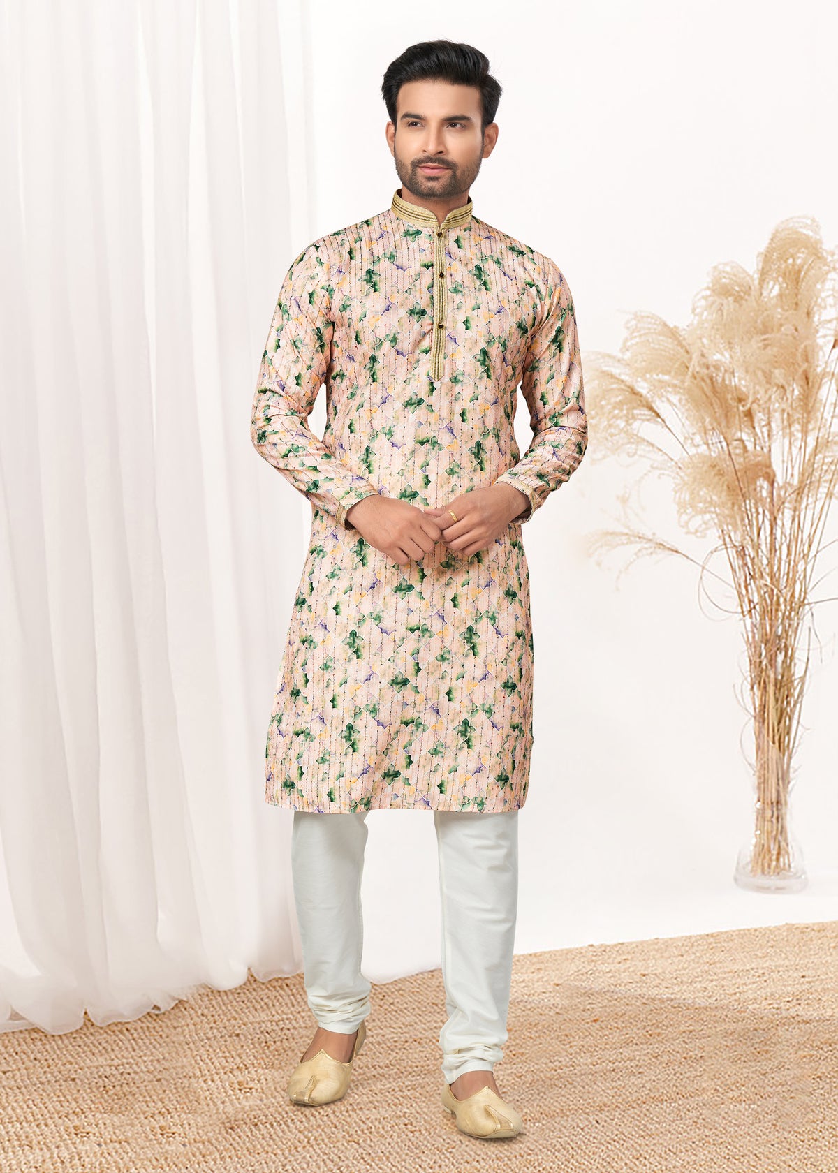 latest Contrast Digital print kurta on cotton with  detailed pintex, thread, sequence work for wedding