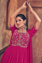 Pure Georgette pink exclusive dress with detailed Embroidered dress