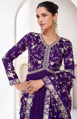 Designer Dark purple Alia Cut Anarkali Dress with Embroidery | bollywood dress | anarkali dress