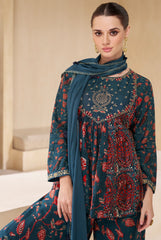 Latest designer dress on pure Fabric with deatiled indian inspired floral print designer dress