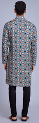 Blue Contrasting indian aspiring Printed rayon Mens kurta for wedding and other occasion comes with pajama