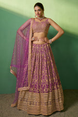 Designer nude pink detailed floral inspired georgette lehenga with sequence and embroidery | bollywood lehenga