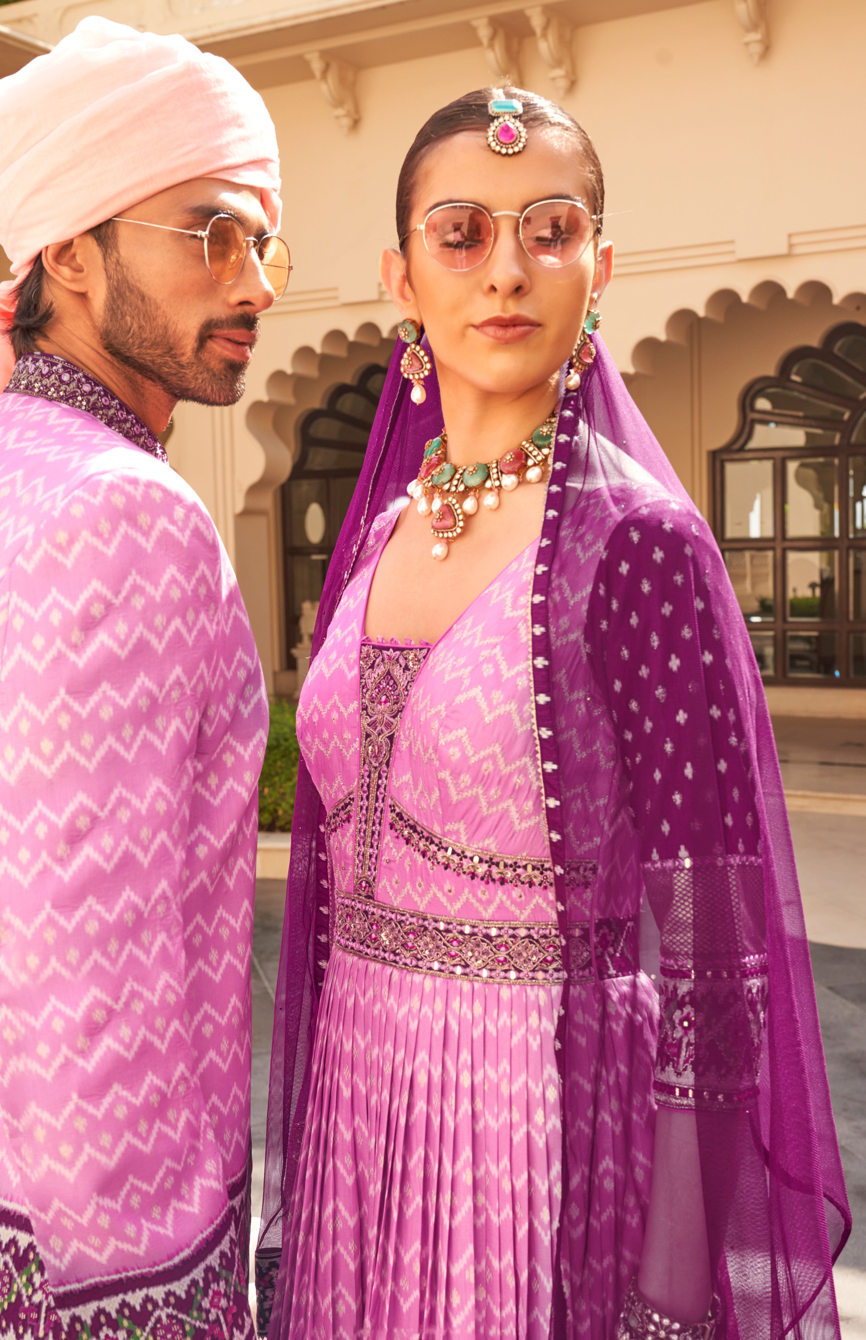 Exclusive latest purple designer mens indowestern sherwani kurta in pure pv silk and foil print  with handwork