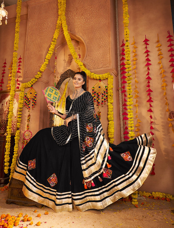 Black Lehenga with elegance of tassels and khatli work