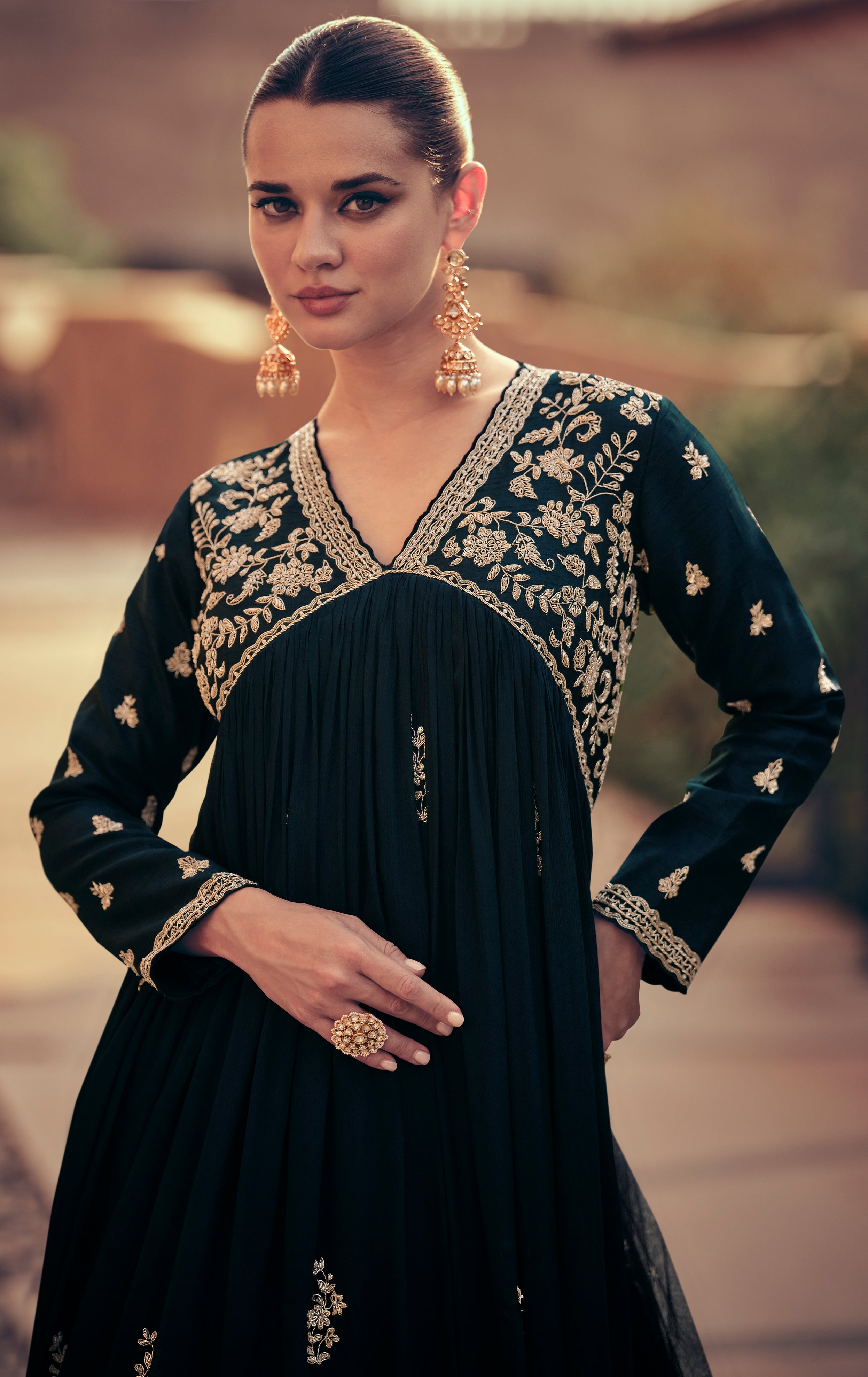 Pure Chinon exclusive dress with detailed Embroidered dress