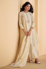 Designer Off White Green exclusive Sharara dress with detailed embroidery