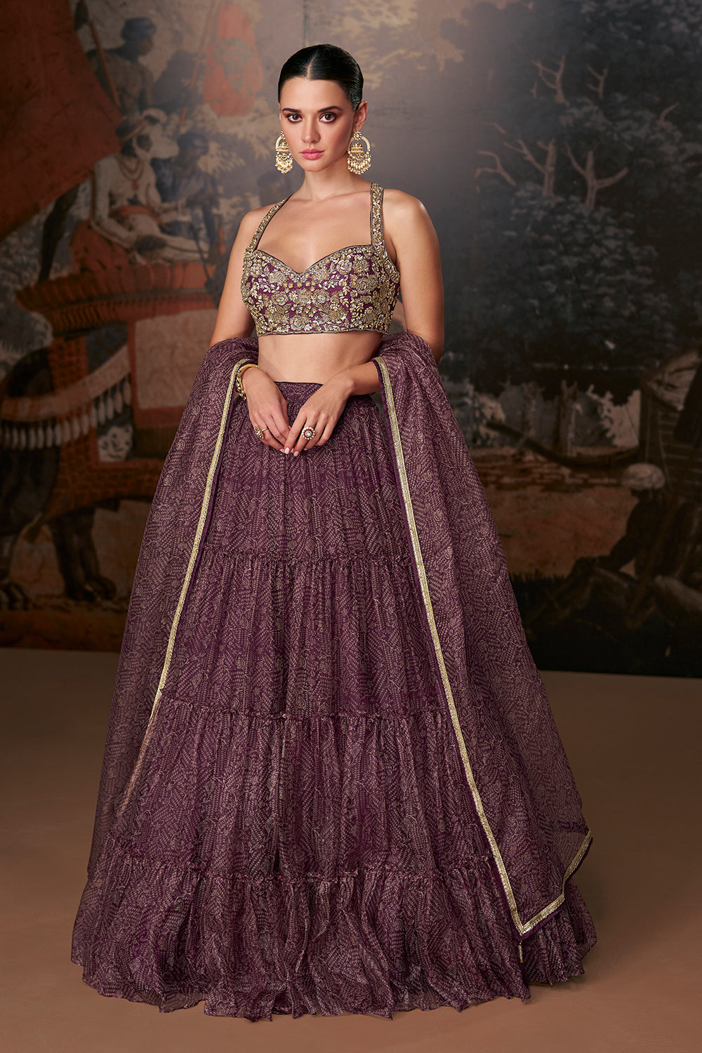 Designer lehenga on banglori silk blouse and pure organza silk with detailed embroidery