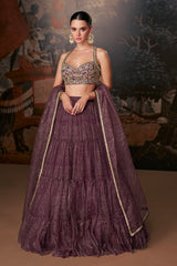Designer lehenga on banglori silk blouse and pure organza silk with detailed embroidery