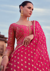 Exclusive Designer Dress on pure georgette with detailed embroidery and foil, thread work