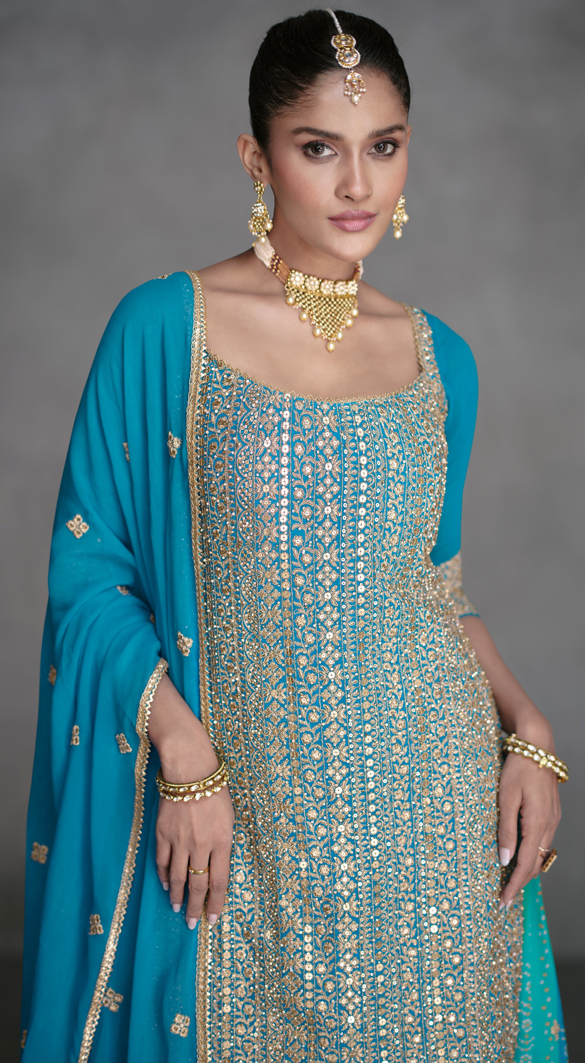 Pure Georgette dress with detailed embroidery for all occasion