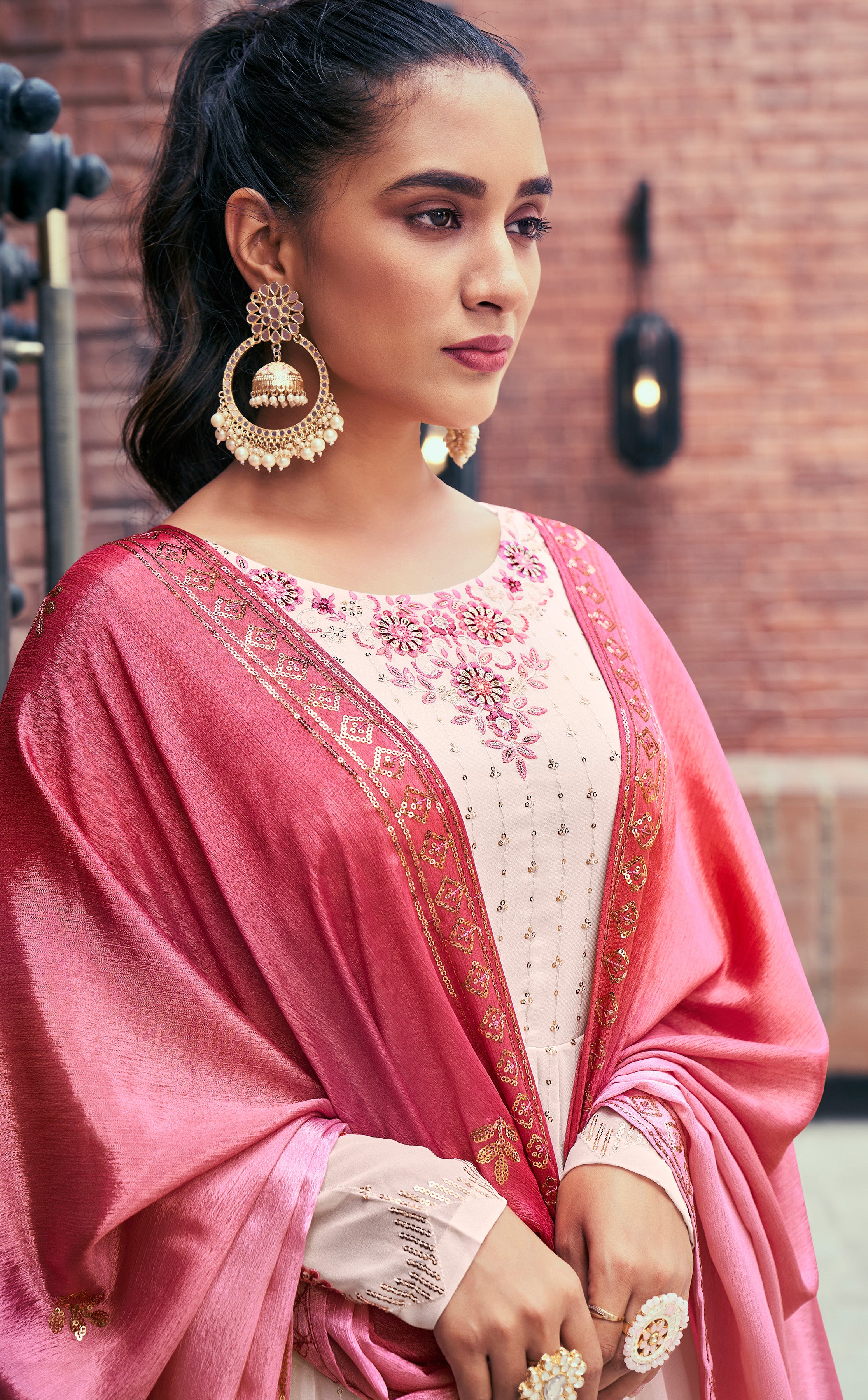 Exclusive salwar suit Detailed embroidery light shaded contrasting suit