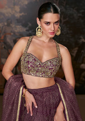 Designer lehenga on banglori silk blouse and pure organza silk with detailed embroidery