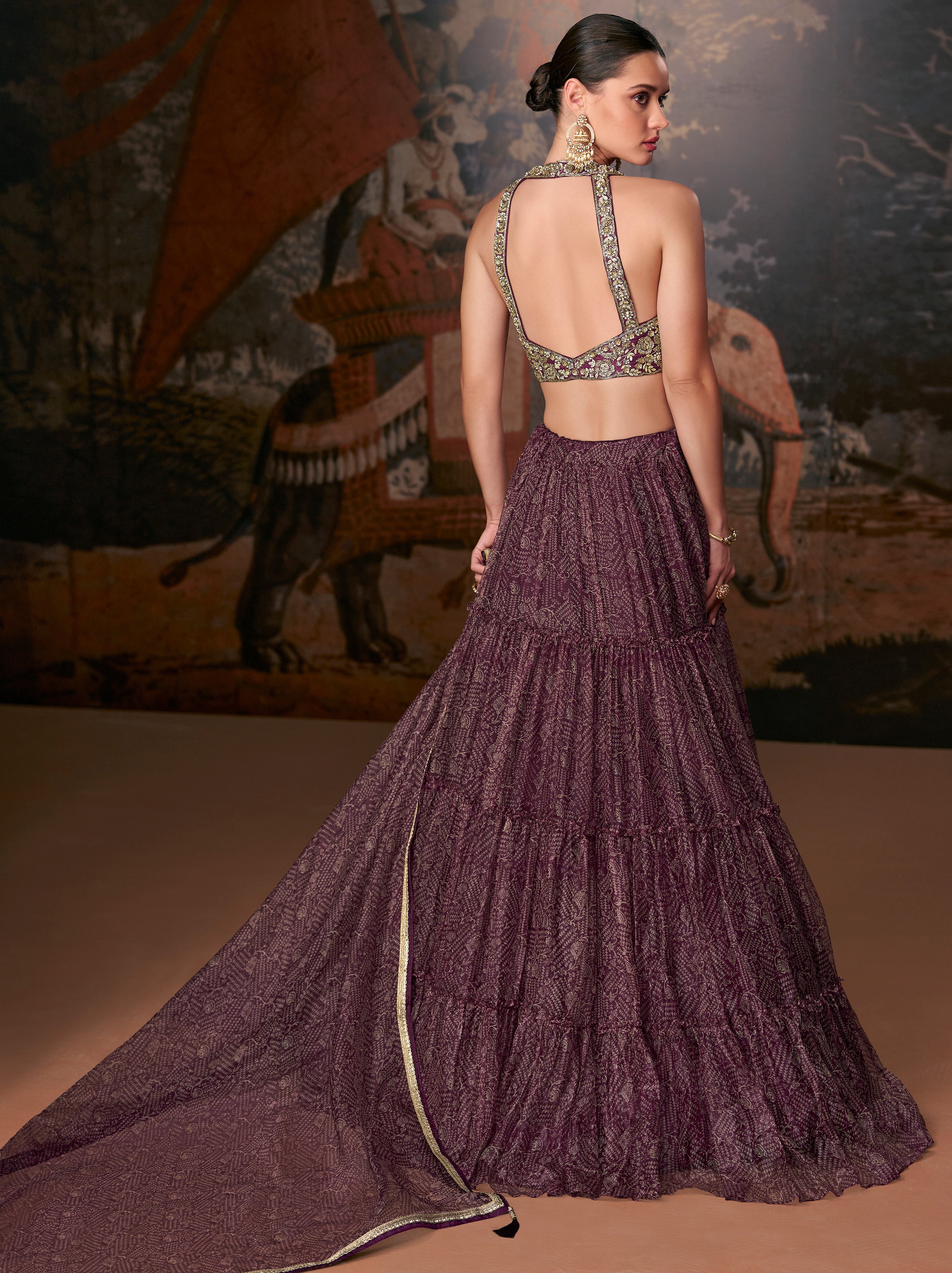 Designer lehenga on banglori silk blouse and pure organza silk with detailed embroidery