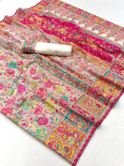 Kashmiri saree exclusive light shaded collection with detailed kashmiri inspired work on modal kashmiri fabric