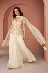 Exclusive Off White Pure Georgette dress with detailed embroidery and thread work