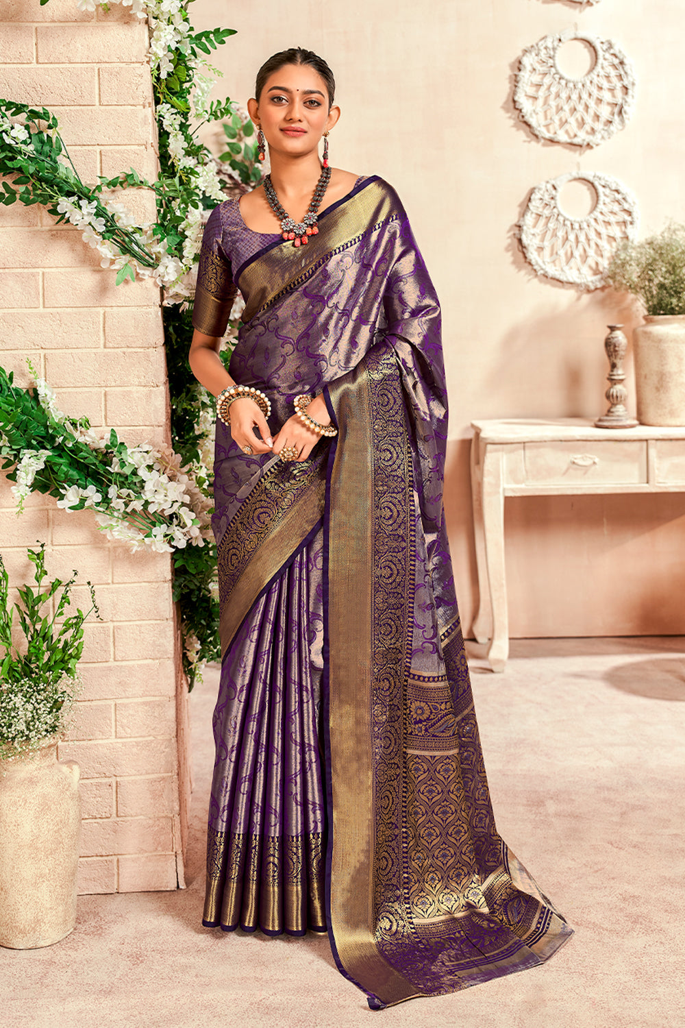 Exclusive designer dark shaded pure silk shimmer shiny saree soft fabric