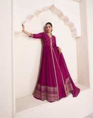 Premium dark pink Anarkali style dress with detailed embroidery mastani inspired dress style | Bollywood style dress