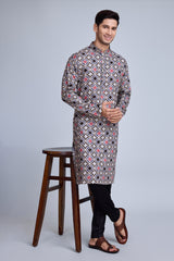 Gray  Contrasting indian aspiring Printed rayon Mens kurta for wedding and other occasion comes with pajama