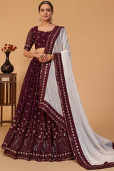 Exclusive Dark Shaded Georgette lehenga with detailed embroidery, sequiens, multi thread lehenga, Brides maid Lehenga