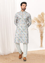 latest Contrast Digital print kurta on cotton with  detailed pintex, thread, sequence work for wedding