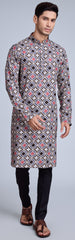 Gray  Contrasting indian aspiring Printed rayon Mens kurta for wedding and other occasion comes with pajama